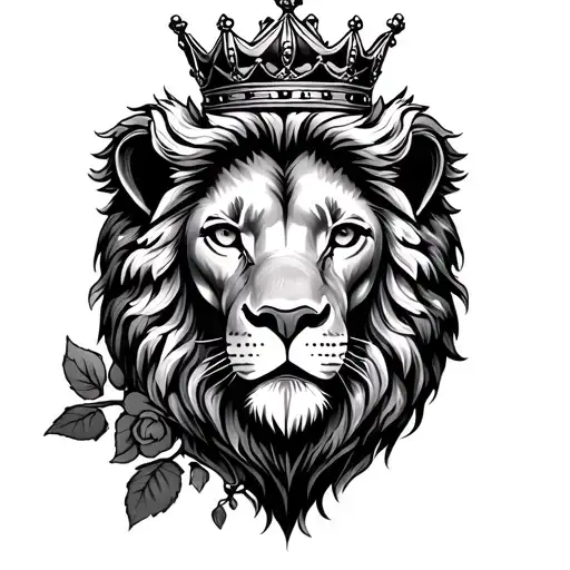 Rose With Lion And Crown