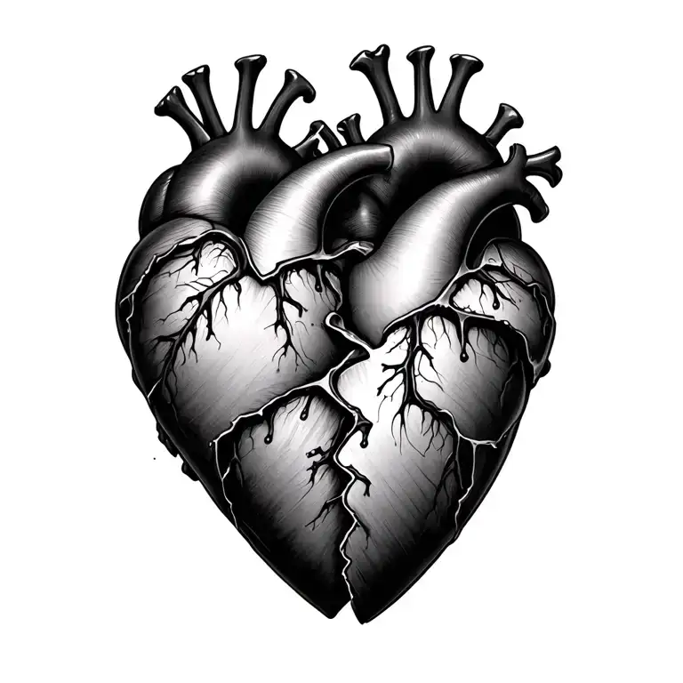 Four Black Hearts That Aren't Anatomically Correct Gradually Breaking Until The Fourth Is In Half