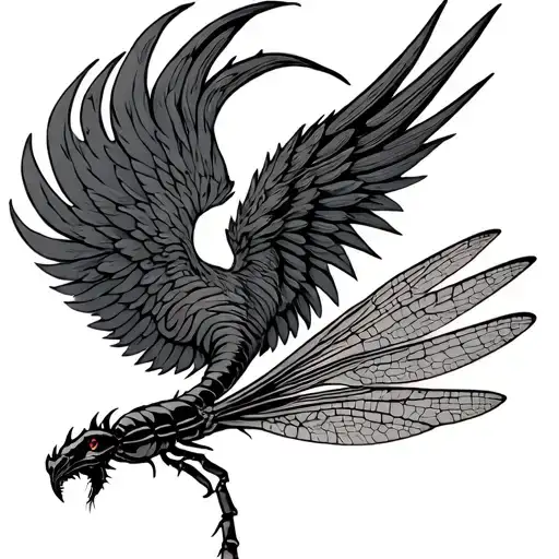 Dagger Scorpion Tail Dragon Fly Wings With Phoenix