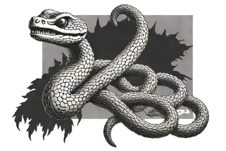 A Snake That Comes In And At Of The Collar Bone Turning Into Ash Forming To Small Black Crows