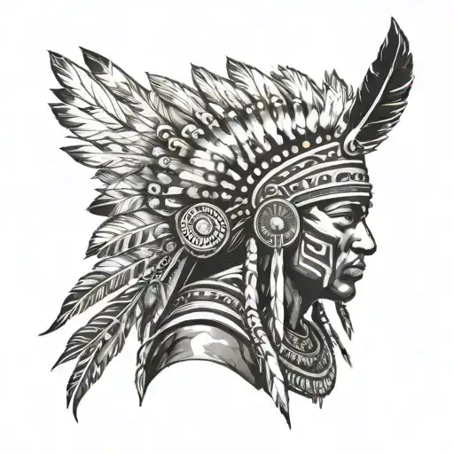 African Warrior With Native American Headress