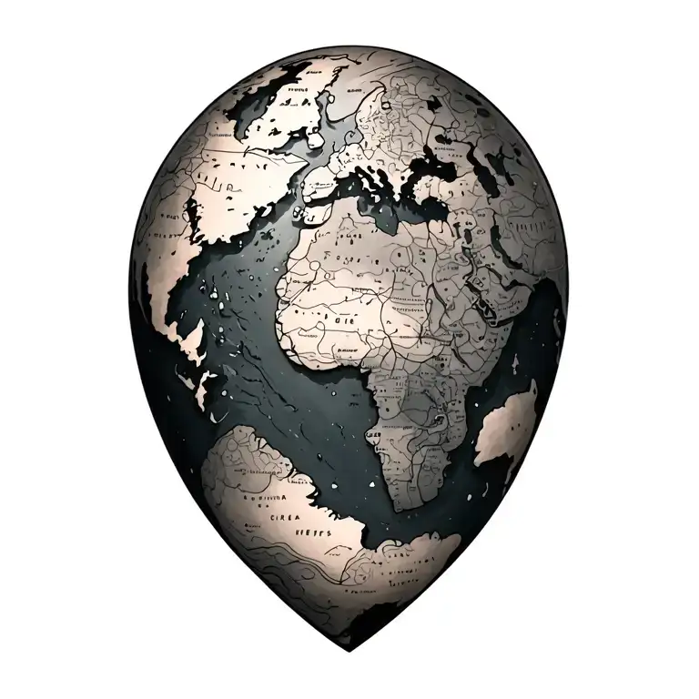 Mundi Map Tattoos Detailing Sea Of The