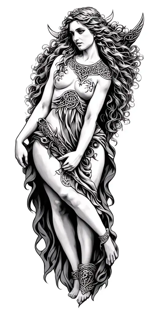 Beutiful Celtic Woman Posing Like Zeus