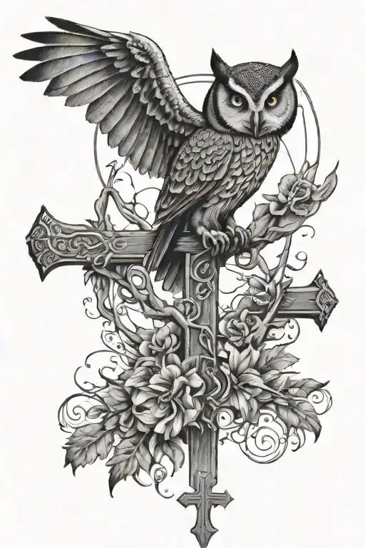 Bible Verse With A Cross And A Owl And Moon