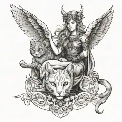 Freya Norse Goddess Holding Cat