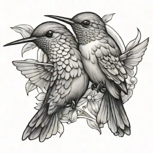 Hummingbird Perched Atop Eachother