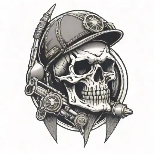 Biker Skull With Bullet Coming Out Of The Head