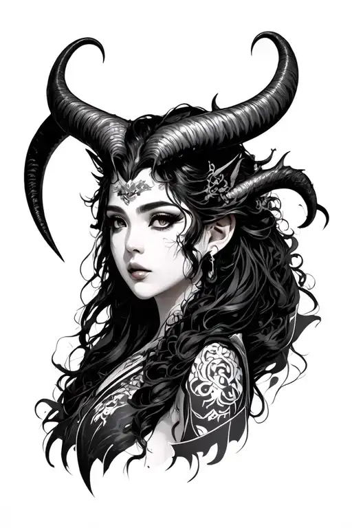 Female Demons With Horn And Japanese Demons