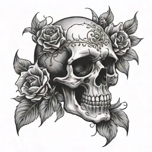 Skull And Flowers