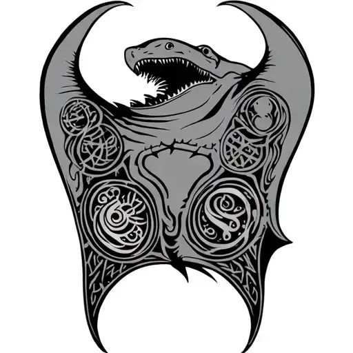 Giant Manta Ray With Nordic Symbols