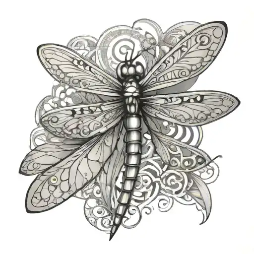 Dragonfly With Designs In Wings