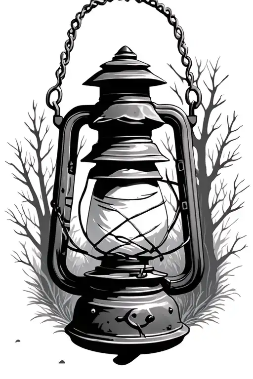 Old Rusty Lantern In Forest