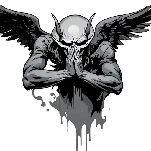 Evil Watching Angel Praying