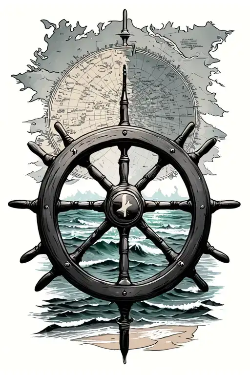 Ship Wheel Map Beach