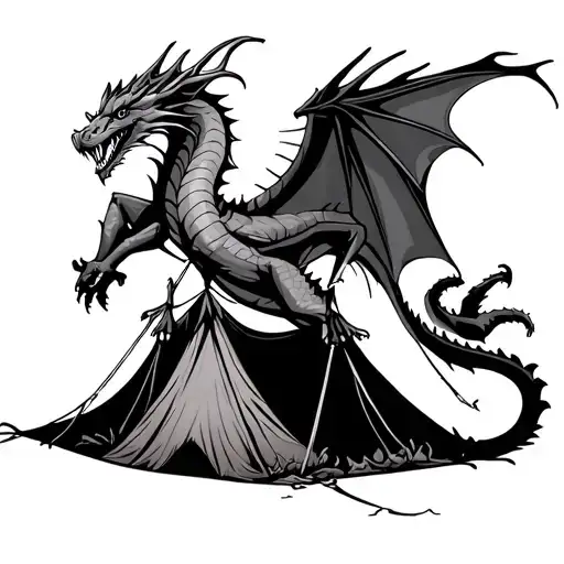 Dragon And Tent Gracefully Leaping