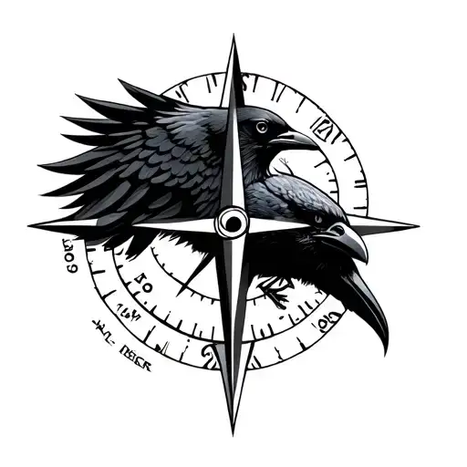 Nordic Compass With Crow In The Middle