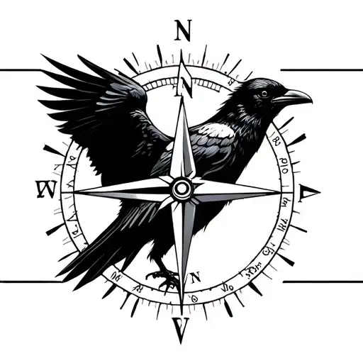 Nordic Compass With Crow