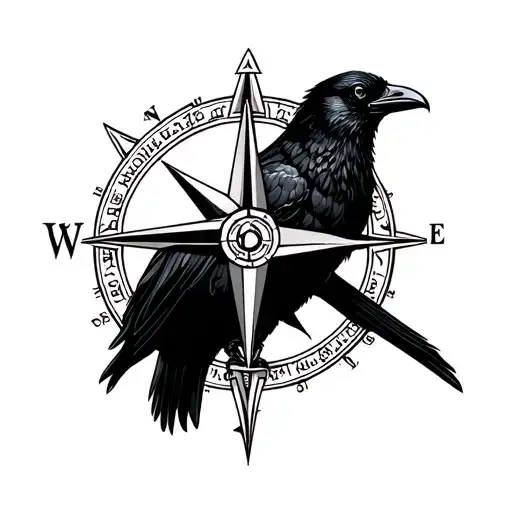 Viking Compass With Crow