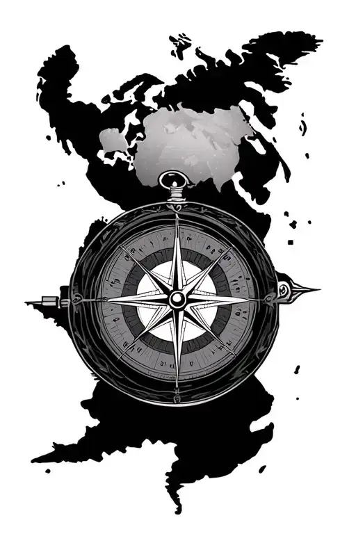 Compass With The World Map Made