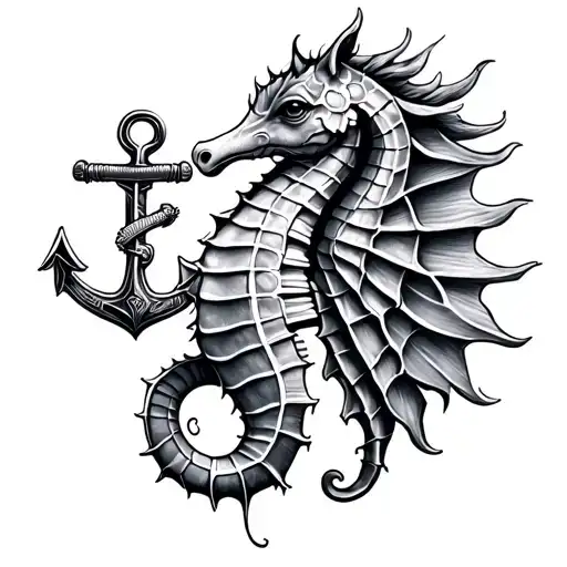 Half Seahorse Half Anchor
