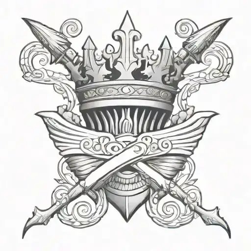 Posidens Trident In Clam Shell With A Crown