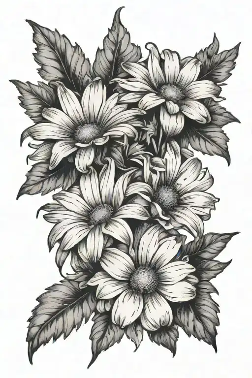 Two Daisy And Larkspur Flower