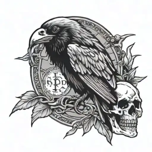 Death Tarot Card Raven Skull