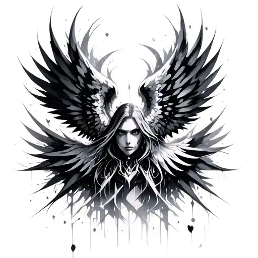 Angel Cyber Sigilism Style Abstract Spiky