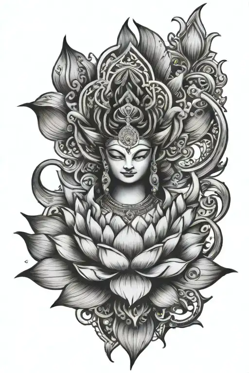 Shakti Trishula With Lotus