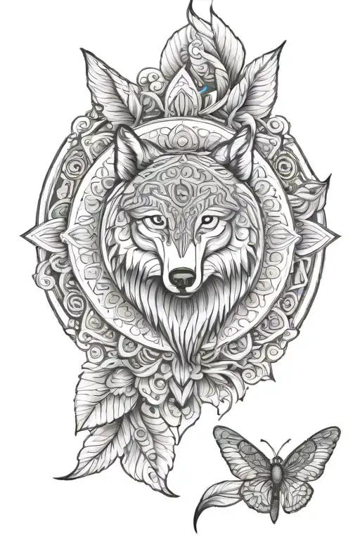 Mandala With Wolf Or Moth