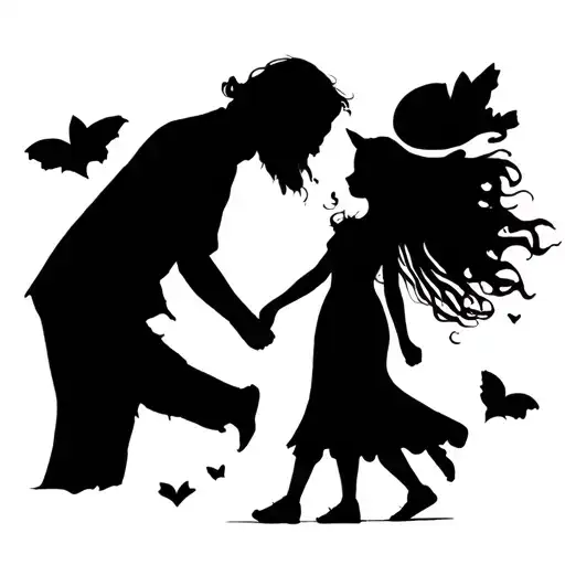Father Daughter Shadow Walking