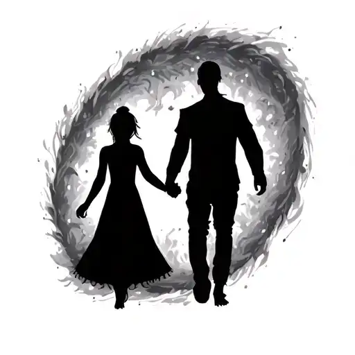 Father Daughter Shadow Walking Hand In Hand