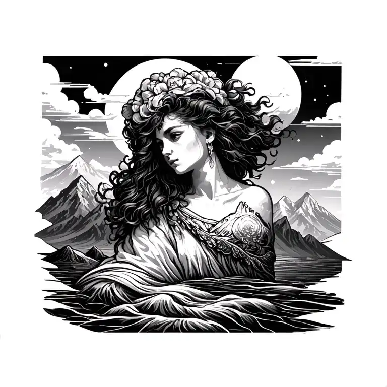 Gemini With Mountain Background Black And White
