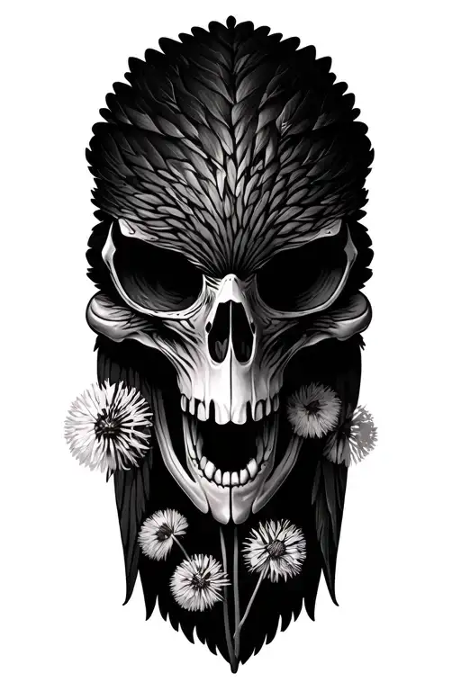 Vulture Skull With Dandelions