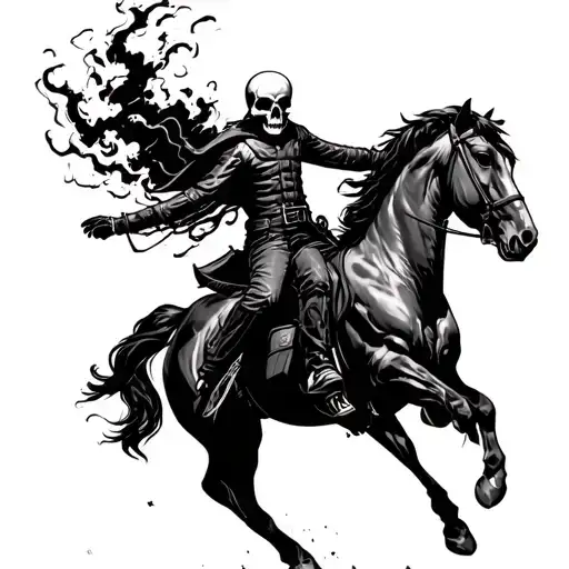 Skull Ghost Rider Jumping A Horse