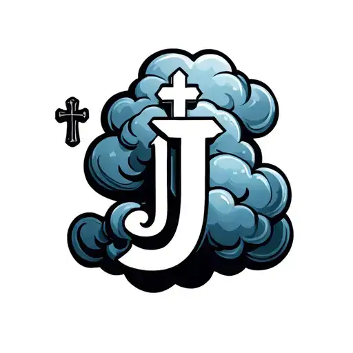 Small Baby Blue Could With A J In The Cloud With A Cross