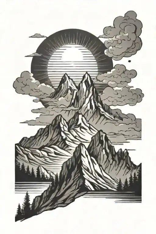 Mountain With Sun