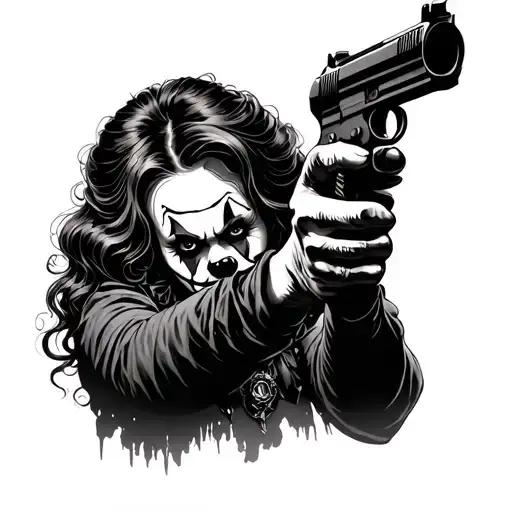 Clown Girl With Gun Shooting