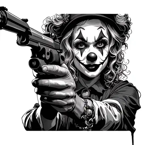 Clown Girl With Gun Shooting