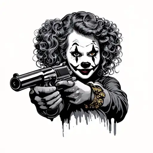 Clown Girl With Gun Shooting