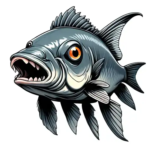 Fish Wearing Punk Grey Hoodie Laying