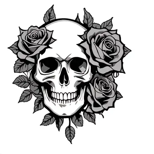 Skull And Roses With No Thorn