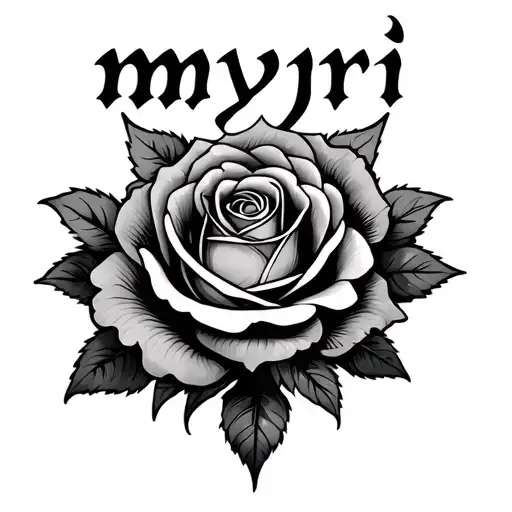 The Text 'Myri' With A Rose That Has Intricate Sigils