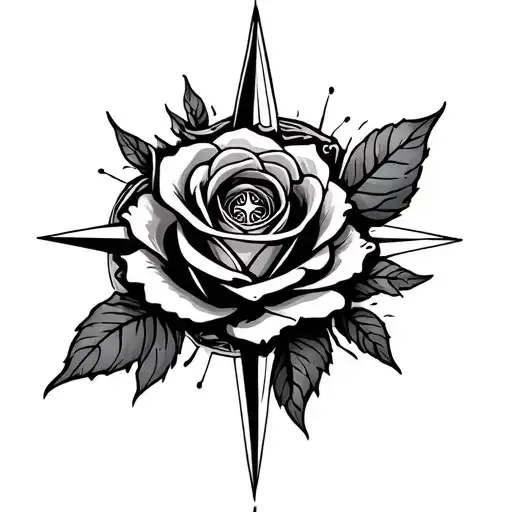 Rose And Compass Surrounded