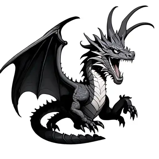 Top Down Dragon With Wings Spread