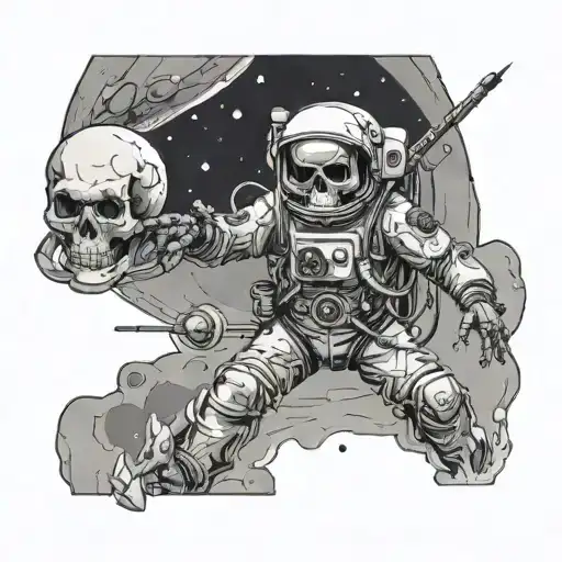 Skull Spaceman Broken Spacesuit