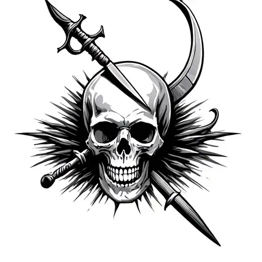 Skull With Harpoon Going Through