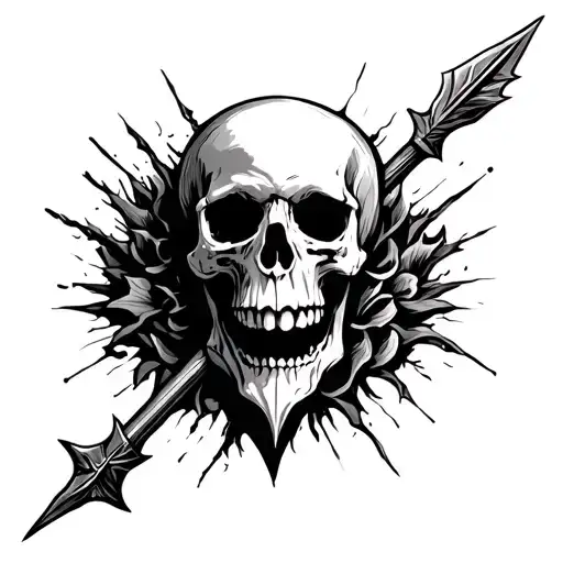 Skull With Spear Going Through