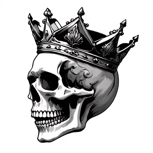 Calavera Wearing A Crown Achurado
