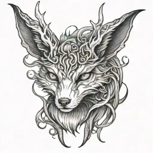 Demon Fox With Antlers Intertwined